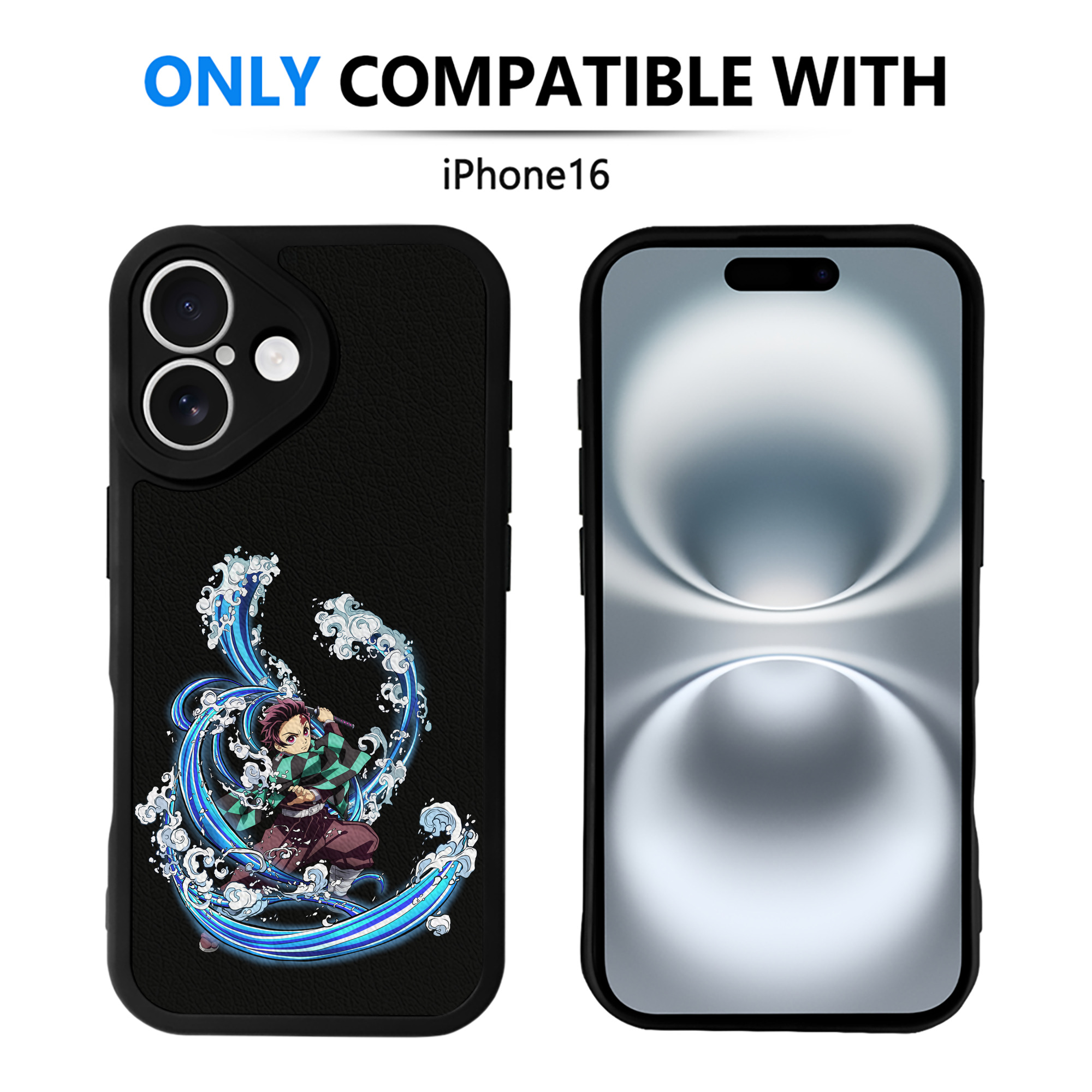 （画像用） 鬼滅の刃 竈門 炭治郎／かまど たんじろう Kamado Tanjirou 【iPhone 16シリーズ対応】シリコンスマホケース（レザー調） 材質：シリコン
